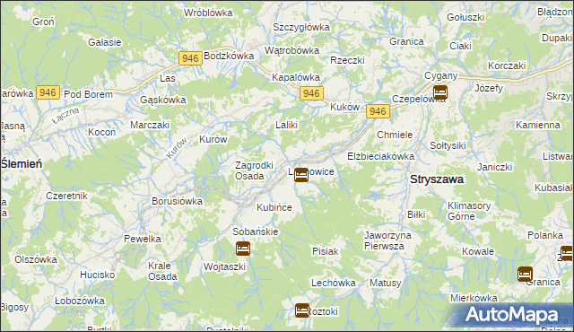 mapa Lachowice, Lachowice na mapie Targeo