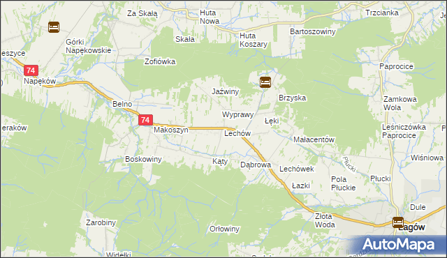 mapa Lechów gmina Bieliny, Lechów gmina Bieliny na mapie Targeo