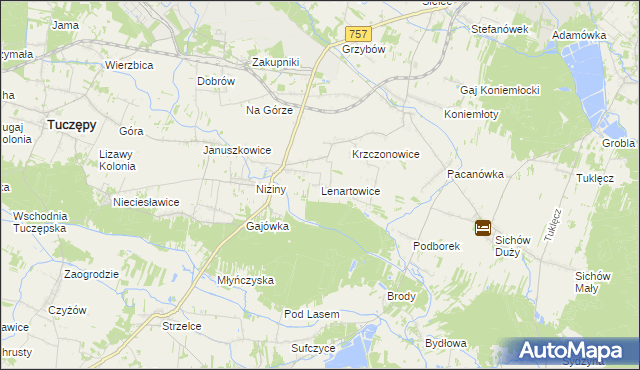 mapa Lenartowice gmina Staszów, Lenartowice gmina Staszów na mapie Targeo