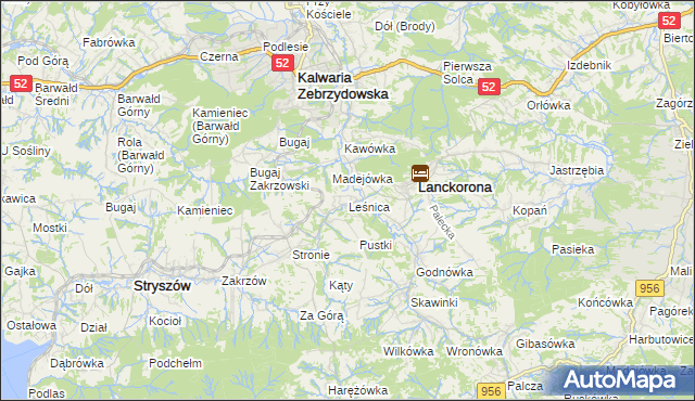 mapa Leśnica gmina Stryszów, Leśnica gmina Stryszów na mapie Targeo