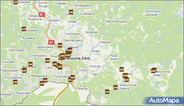 mapa Łomnica-Zdrój, Łomnica-Zdrój na mapie Targeo