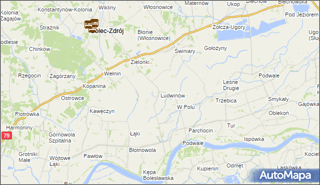 mapa Ludwinów gmina Solec-Zdrój, Ludwinów gmina Solec-Zdrój na mapie Targeo