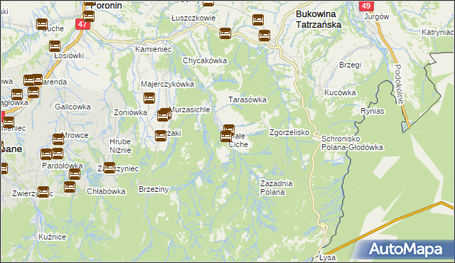 mapa Małe Ciche, Małe Ciche na mapie Targeo