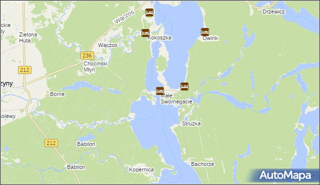 mapa Małe Swornegacie, Małe Swornegacie na mapie Targeo