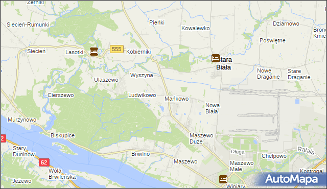 mapa Mańkowo gmina Stara Biała, Mańkowo gmina Stara Biała na mapie Targeo