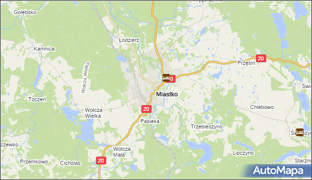 mapa Miastko powiat bytowski, Miastko powiat bytowski na mapie Targeo