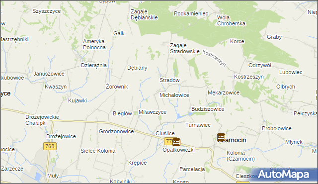 mapa Michałowice gmina Czarnocin, Michałowice gmina Czarnocin na mapie Targeo