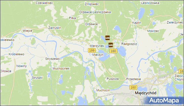 mapa Mierzyn gmina Międzychód, Mierzyn gmina Międzychód na mapie Targeo