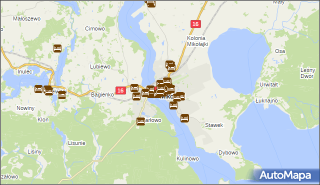 mapa Mikołajki powiat mrągowski, Mikołajki powiat mrągowski na mapie Targeo