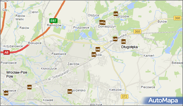 mapa Mirków gmina Długołęka, Mirków gmina Długołęka na mapie Targeo