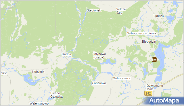 mapa Młynowo gmina Łobżenica, Młynowo gmina Łobżenica na mapie Targeo