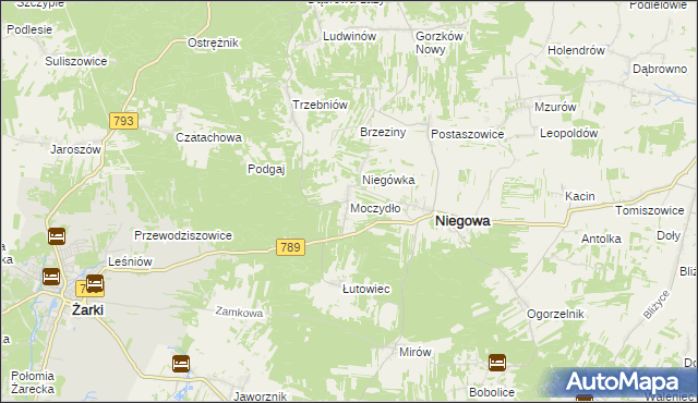 mapa Moczydło gmina Niegowa, Moczydło gmina Niegowa na mapie Targeo