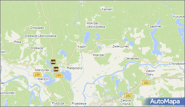 mapa Mokrzec gmina Międzychód, Mokrzec gmina Międzychód na mapie Targeo