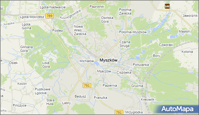 mapa Myszków, Myszków na mapie Targeo