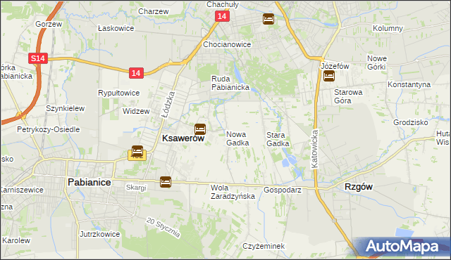 mapa Nowa Gadka gmina Ksawerów, Nowa Gadka gmina Ksawerów na mapie Targeo