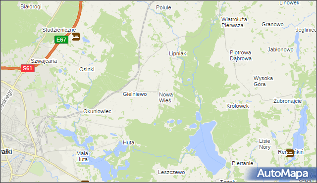 mapa Nowa Wieś gmina Suwałki, Nowa Wieś gmina Suwałki na mapie Targeo