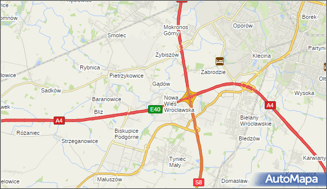 mapa Nowa Wieś Wrocławska, Nowa Wieś Wrocławska na mapie Targeo