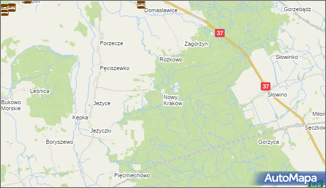 mapa Nowy Kraków gmina Darłowo, Nowy Kraków gmina Darłowo na mapie Targeo