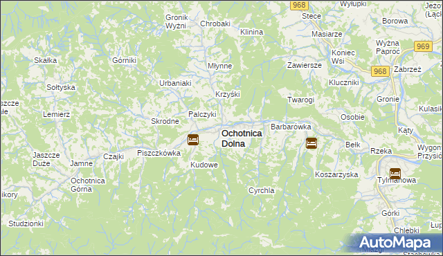 mapa Ochotnica Dolna, Ochotnica Dolna na mapie Targeo