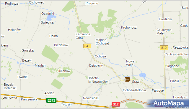 mapa Ochoża gmina Wierzbica, Ochoża gmina Wierzbica na mapie Targeo