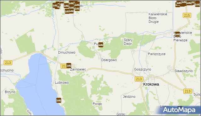 mapa Odargowo gmina Krokowa, Odargowo gmina Krokowa na mapie Targeo