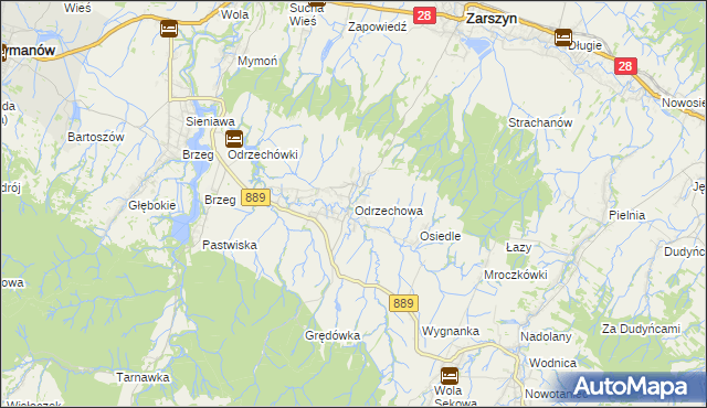 mapa Odrzechowa, Odrzechowa na mapie Targeo