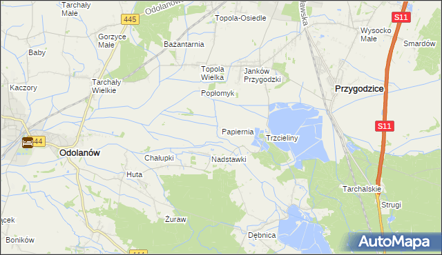 mapa Papiernia gmina Odolanów, Papiernia gmina Odolanów na mapie Targeo