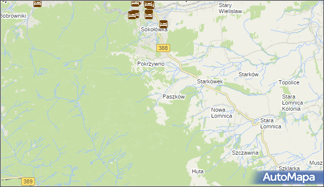 mapa Paszków gmina Bystrzyca Kłodzka, Paszków gmina Bystrzyca Kłodzka na mapie Targeo