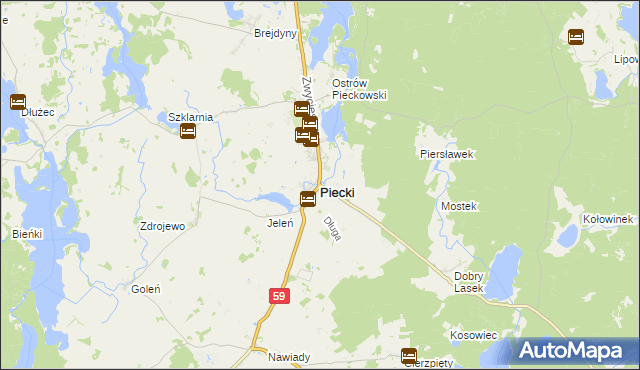 mapa Piecki powiat mrągowski, Piecki powiat mrągowski na mapie Targeo