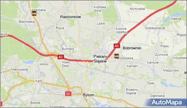 mapa Piekary Śląskie, Piekary Śląskie na mapie Targeo