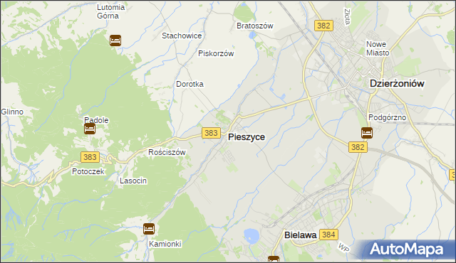 mapa Pieszyce, Pieszyce na mapie Targeo