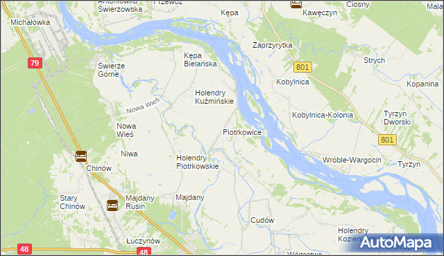 mapa Piotrkowice gmina Kozienice, Piotrkowice gmina Kozienice na mapie Targeo