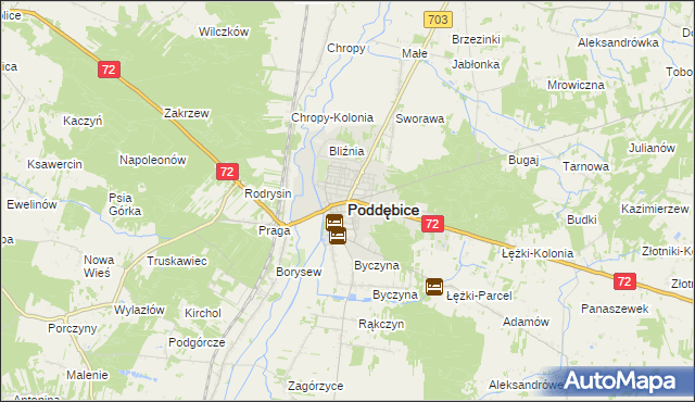 mapa Poddębice, Poddębice na mapie Targeo