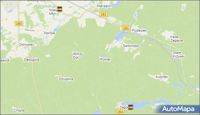 mapa Pokręt gmina Dobiegniew, Pokręt gmina Dobiegniew na mapie Targeo