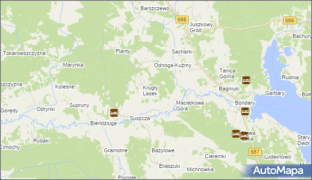 mapa Pólko gmina Michałowo, Pólko gmina Michałowo na mapie Targeo