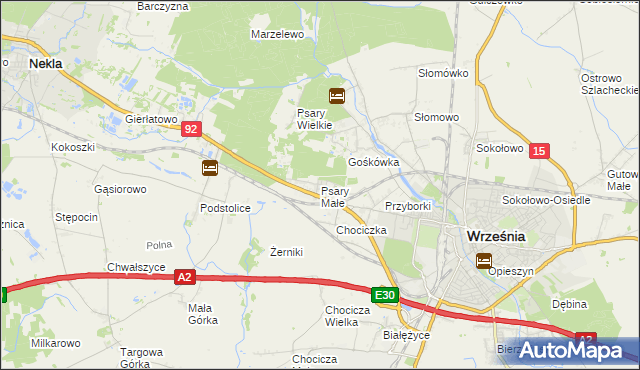 mapa Psary Małe gmina Września, Psary Małe gmina Września na mapie Targeo