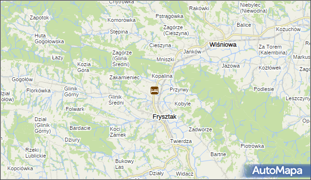 mapa Pułanki gmina Frysztak, Pułanki gmina Frysztak na mapie Targeo