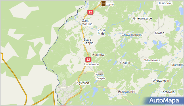 mapa Pustków gmina Trzebiel, Pustków gmina Trzebiel na mapie Targeo