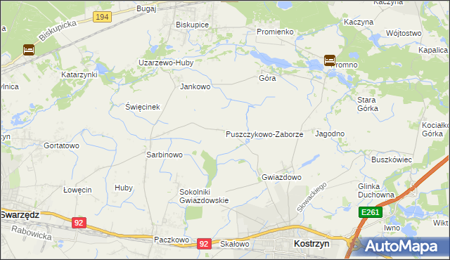 mapa Puszczykowo-Zaborze, Puszczykowo-Zaborze na mapie Targeo