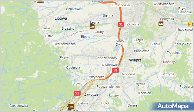 mapa Radziechowy, Radziechowy na mapie Targeo