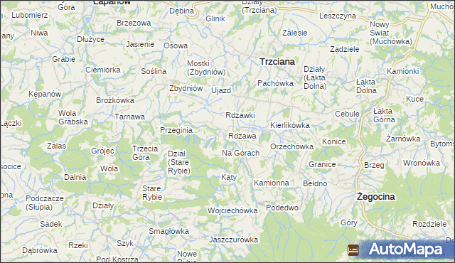 mapa Rdzawa, Rdzawa na mapie Targeo