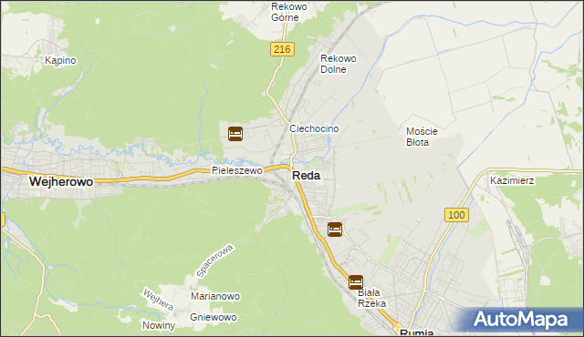 mapa Reda, Reda na mapie Targeo