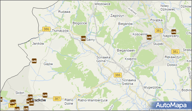 mapa Ścinawka Górna, Ścinawka Górna na mapie Targeo