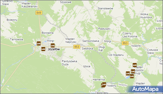 mapa Siedliska gmina Józefów, Siedliska gmina Józefów na mapie Targeo