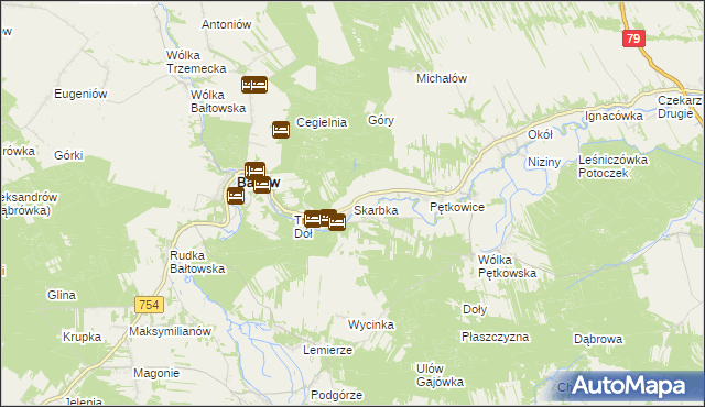 mapa Skarbka, Skarbka na mapie Targeo