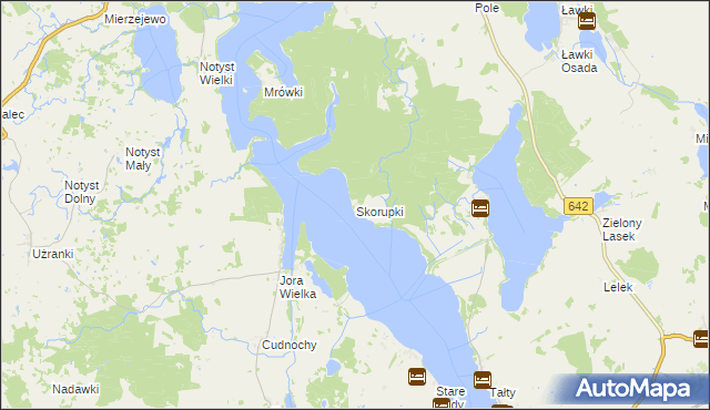 mapa Skorupki gmina Ryn, Skorupki gmina Ryn na mapie Targeo