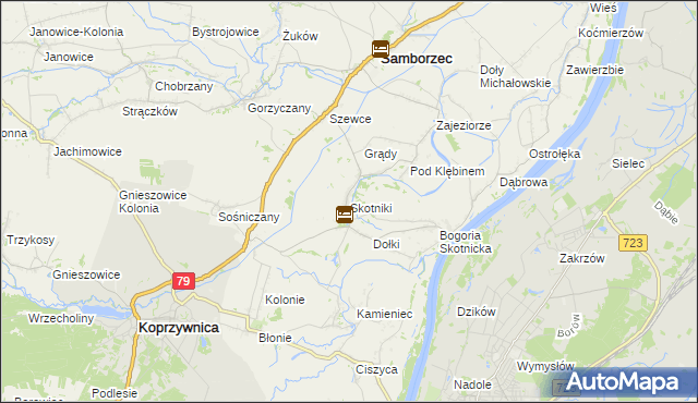 mapa Skotniki gmina Samborzec, Skotniki gmina Samborzec na mapie Targeo