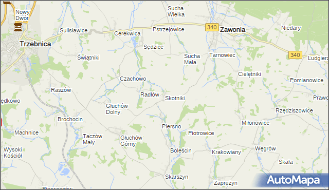 mapa Skotniki gmina Zawonia, Skotniki gmina Zawonia na mapie Targeo