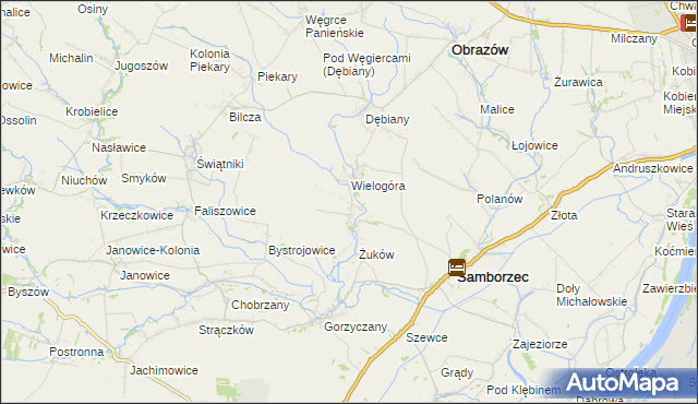 mapa Śmiechowice gmina Samborzec, Śmiechowice gmina Samborzec na mapie Targeo
