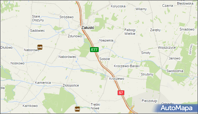 mapa Sobole gmina Załuski, Sobole gmina Załuski na mapie Targeo